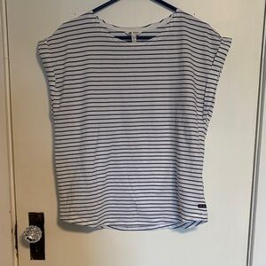 Batela Navy and White Striped Tee